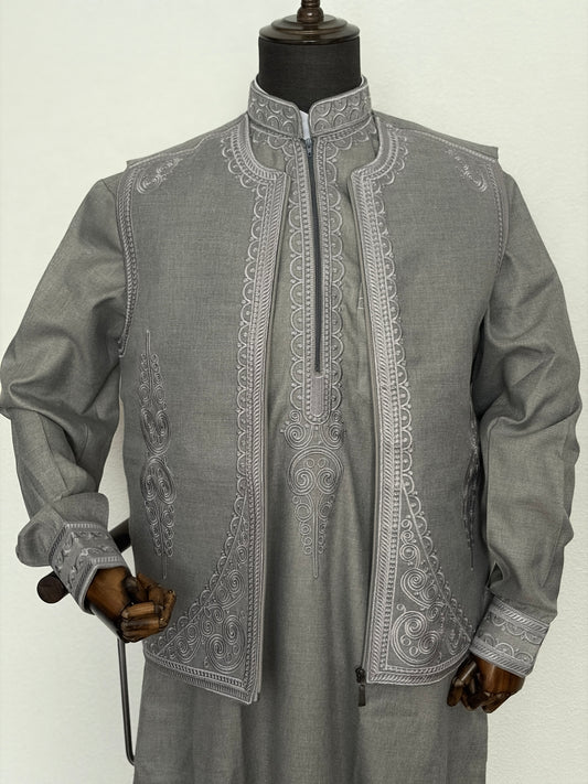 Grey Syrian Thobe & Waistcoat