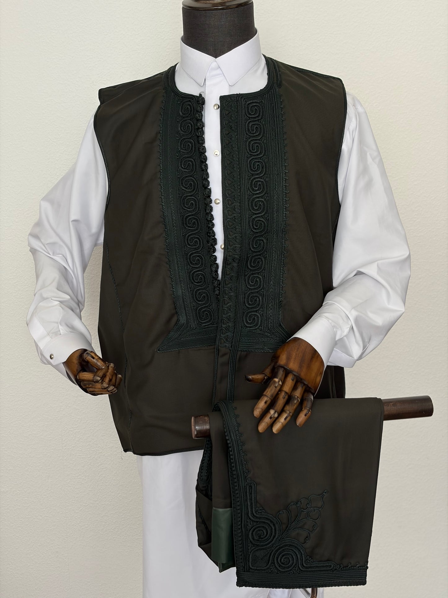 3 Piece Dark Green Jalabiyya Trabelsia