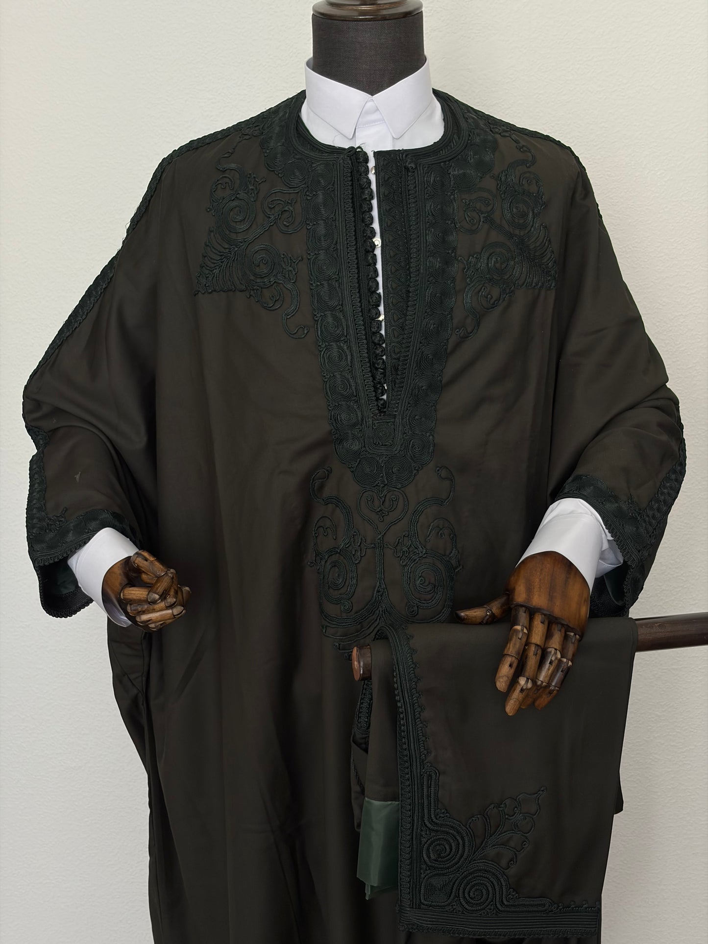 3 Piece Dark Green Jalabiyya Trabelsia