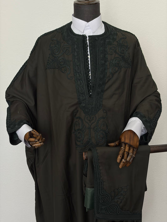 3 Piece Dark Green Jalabiyya Trabelsia